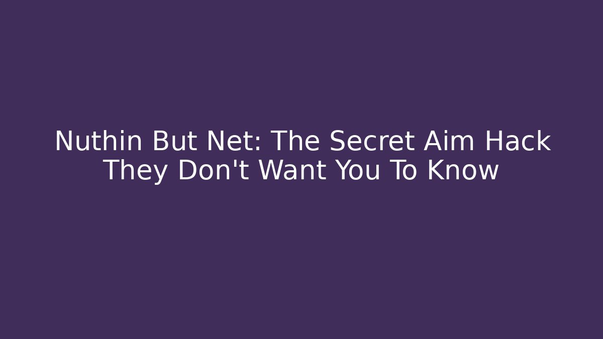 Nuthin But Net: The Secret Aim Hack They Don't Want You To Know