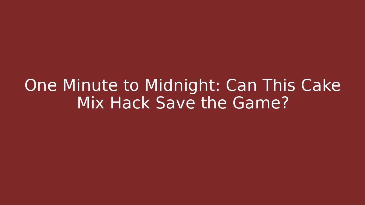One Minute to Midnight: Can This Cake Mix Hack Save the Game?