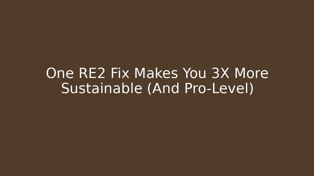 One RE2 Fix Makes You 3X More Sustainable (And Pro-Level)