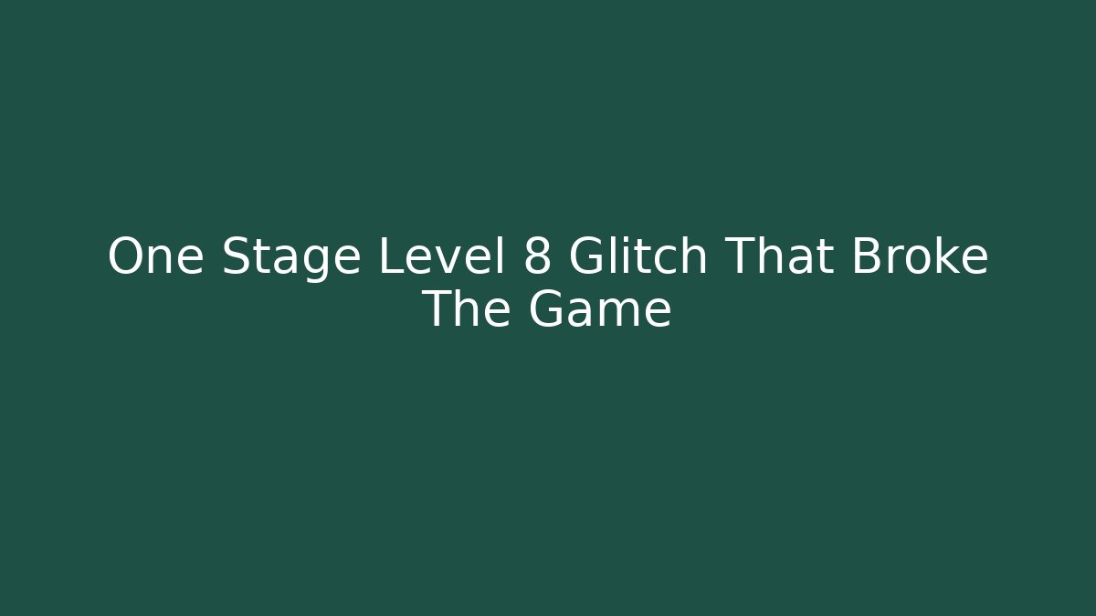 One Stage Level 8 Glitch That Broke The Game