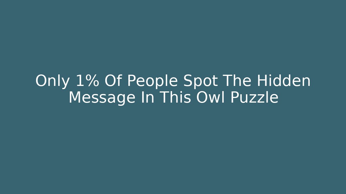 Only 1% Of People Spot The Hidden Message In This Owl Puzzle