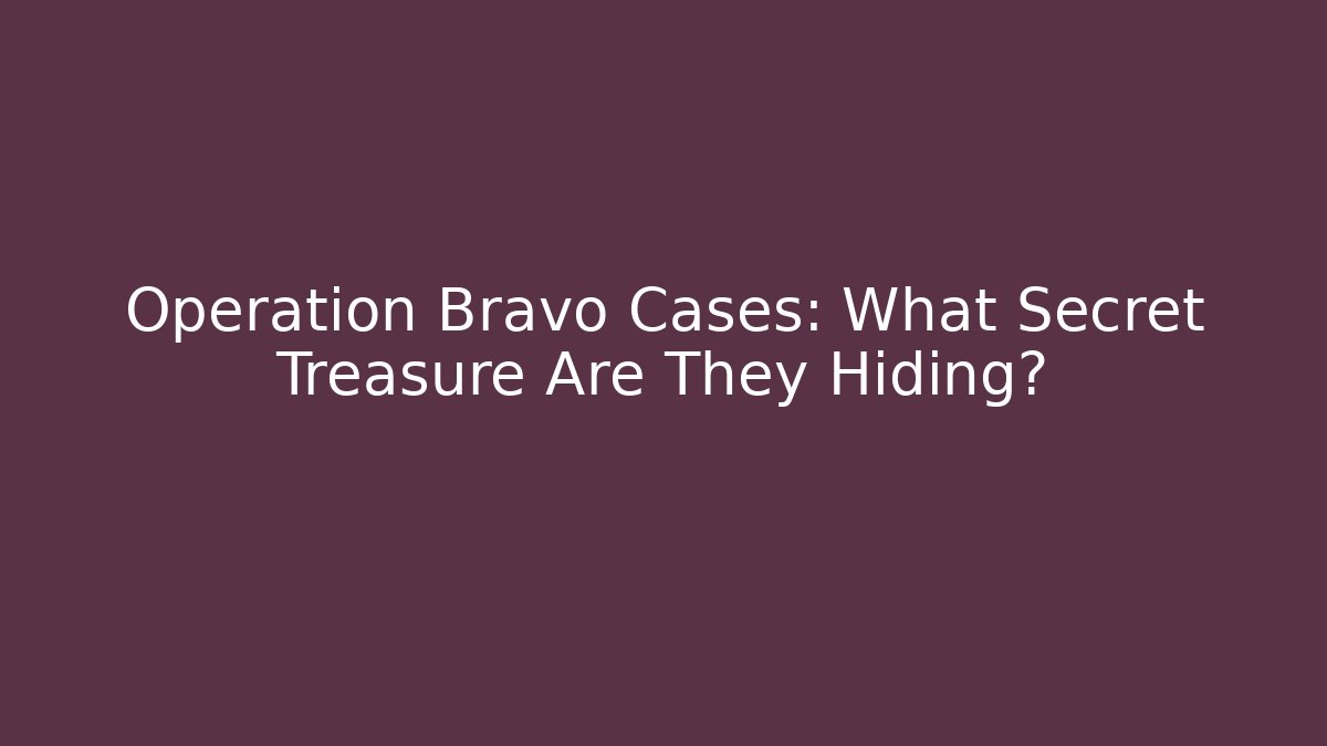 Operation Bravo Cases: What Secret Treasure Are They Hiding?