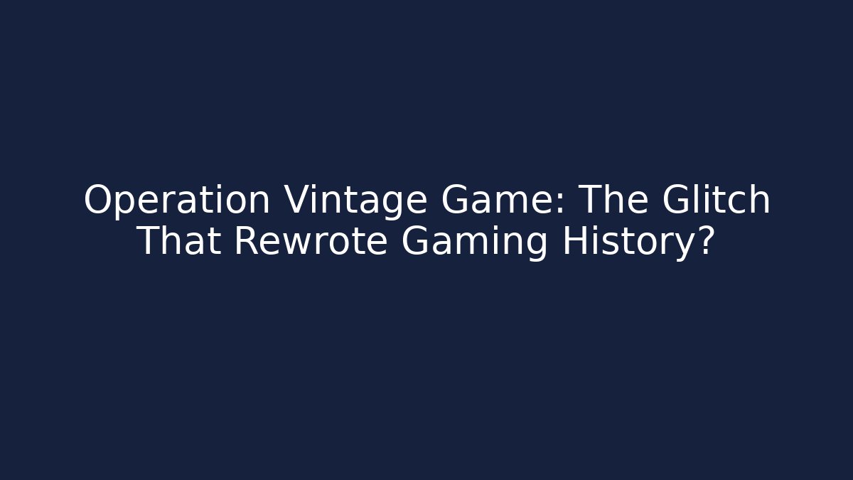 Operation Vintage Game: The Glitch That Rewrote Gaming History?