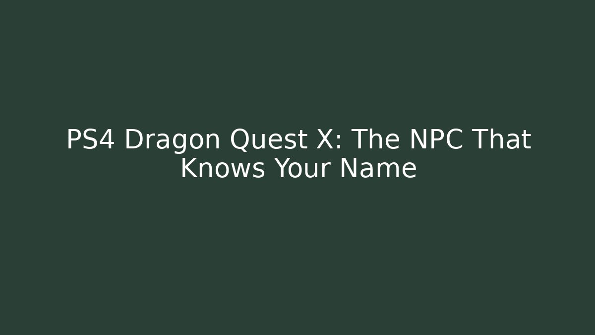 PS4 Dragon Quest X: The NPC That Knows Your Name