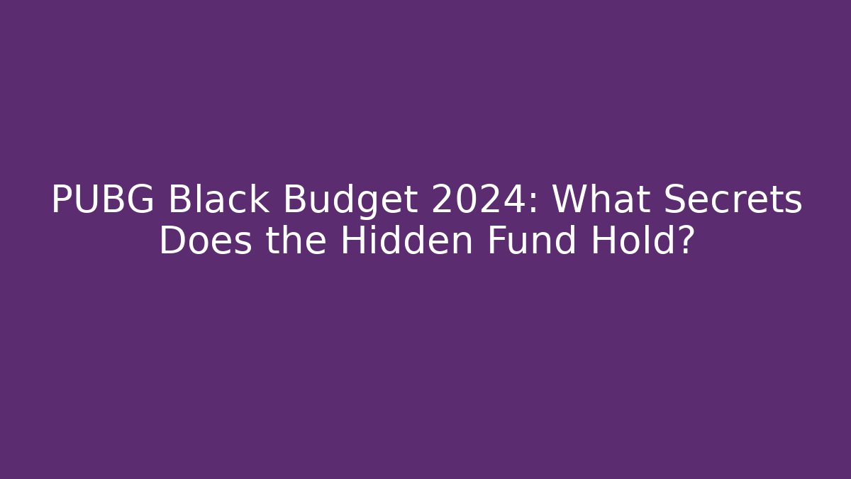 PUBG Black Budget 2024: What Secrets Does the Hidden Fund Hold?