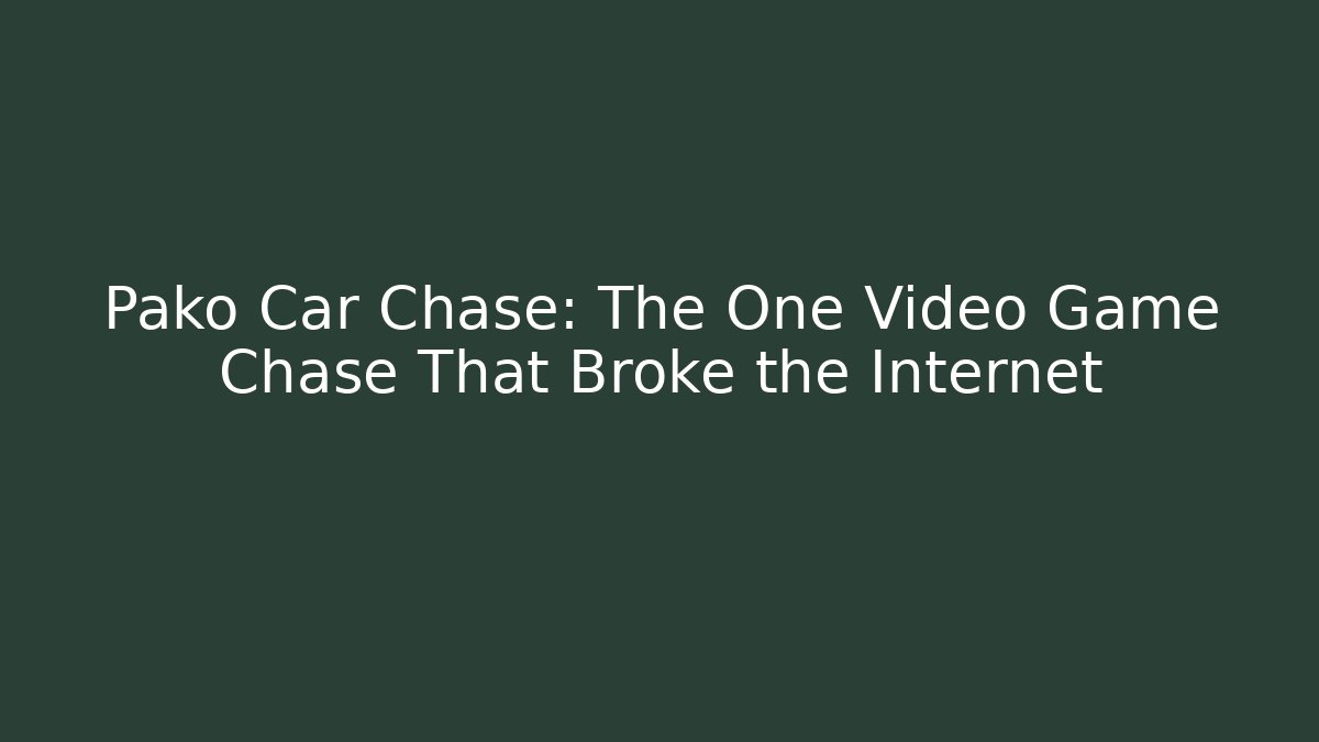 Pako Car Chase: The One Video Game Chase That Broke the Internet