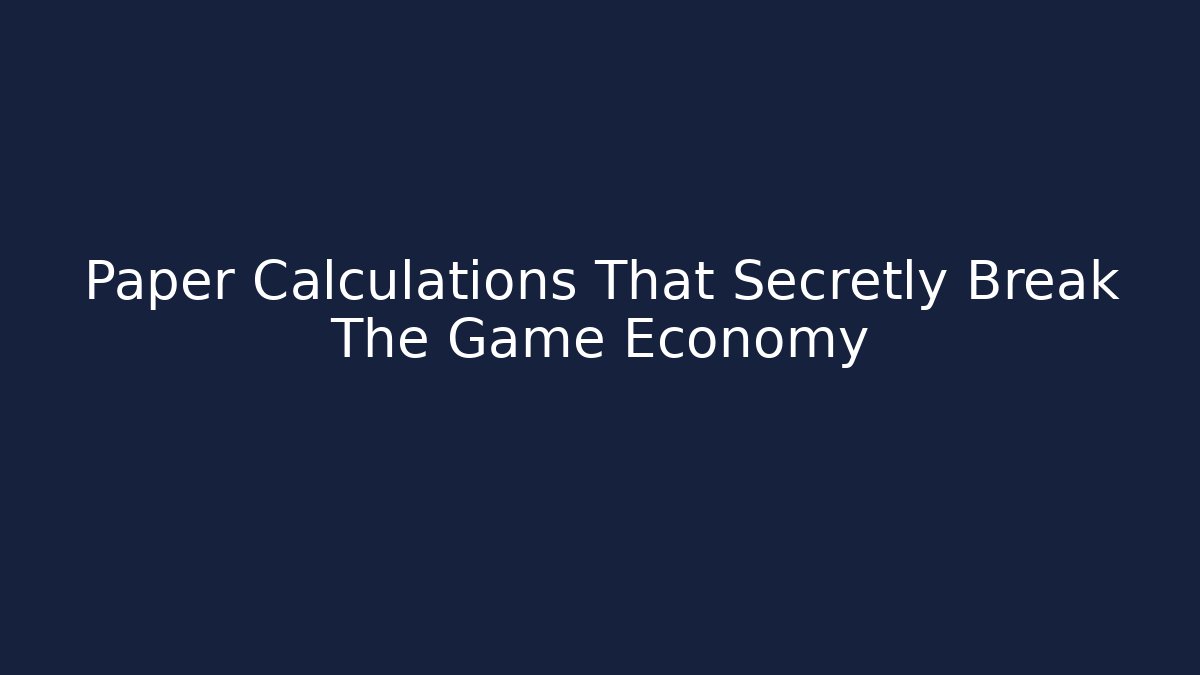 Paper Calculations That Secretly Break The Game Economy