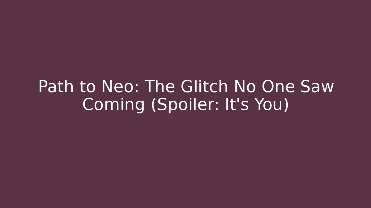 Path to Neo: The Glitch No One Saw Coming (Spoiler: It's You)