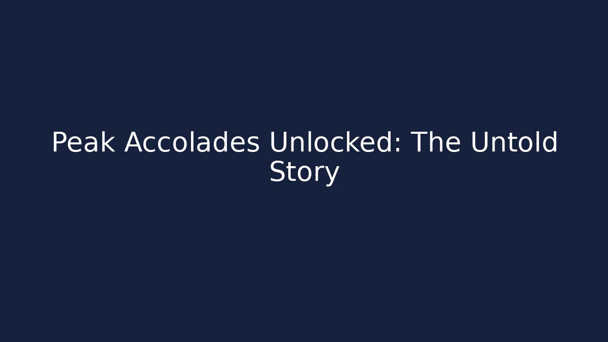 Peak Accolades Unlocked: The Untold Story