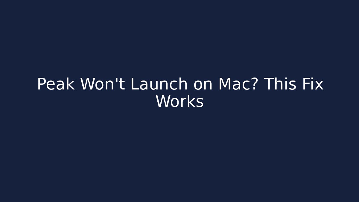 Peak Won't Launch on Mac? This Fix Works