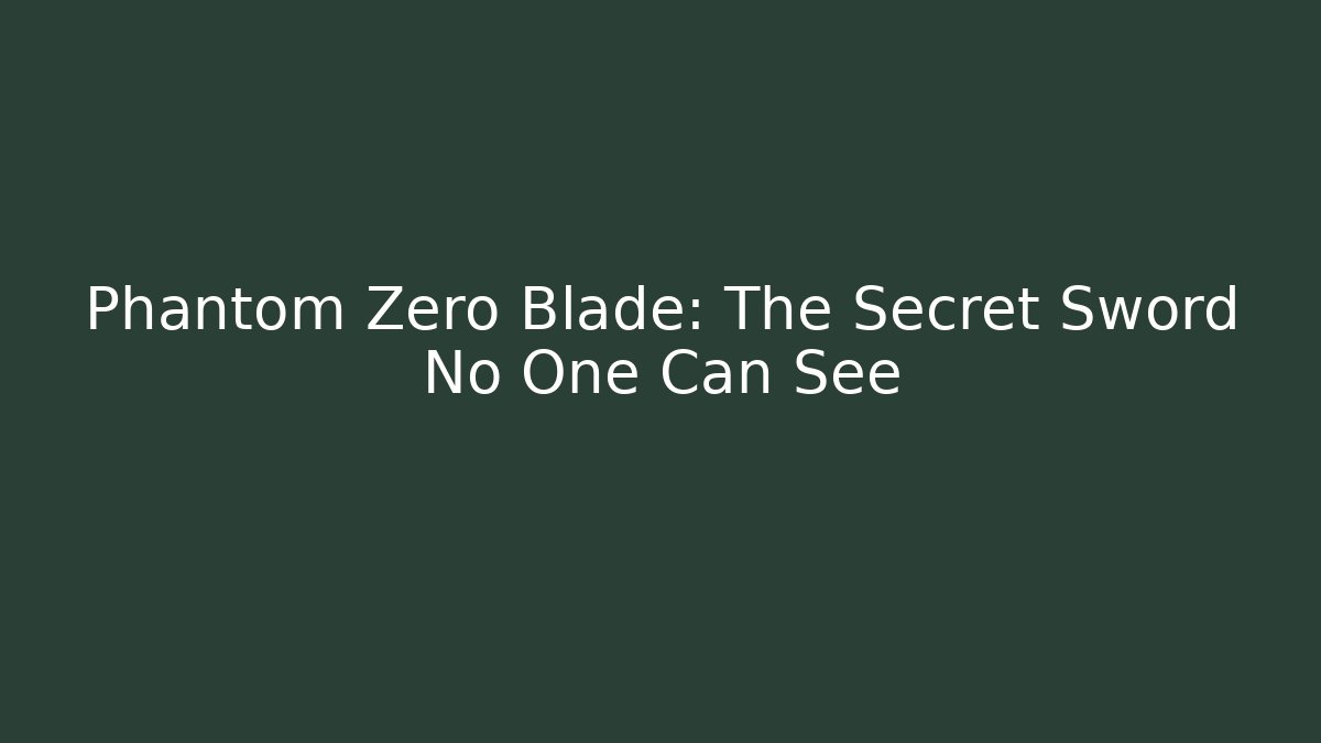 Phantom Zero Blade: The Secret Sword No One Can See