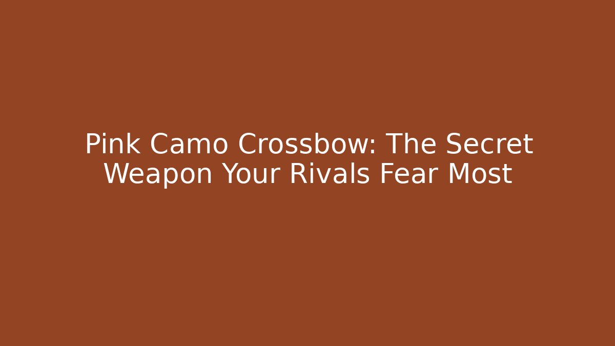 Pink Camo Crossbow: The Secret Weapon Your Rivals Fear Most