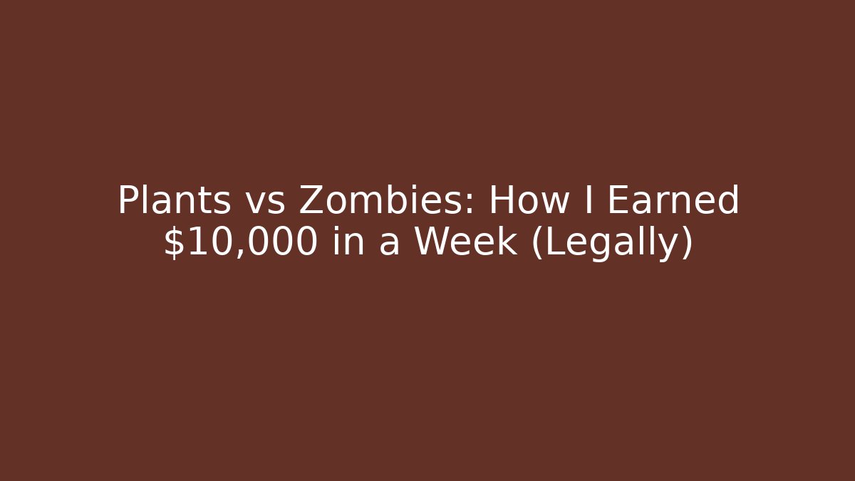 Plants vs Zombies: How I Earned $10,000 in a Week (Legally)