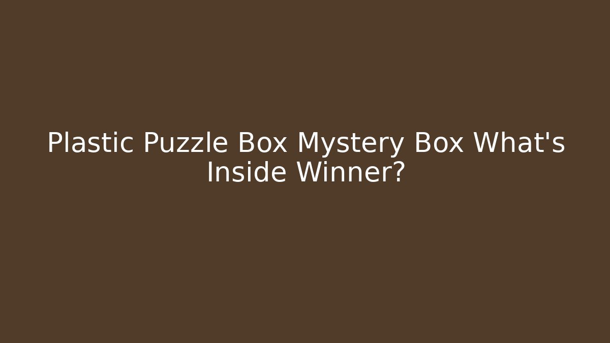 Plastic Puzzle Box Mystery Box What’s Inside Winner?