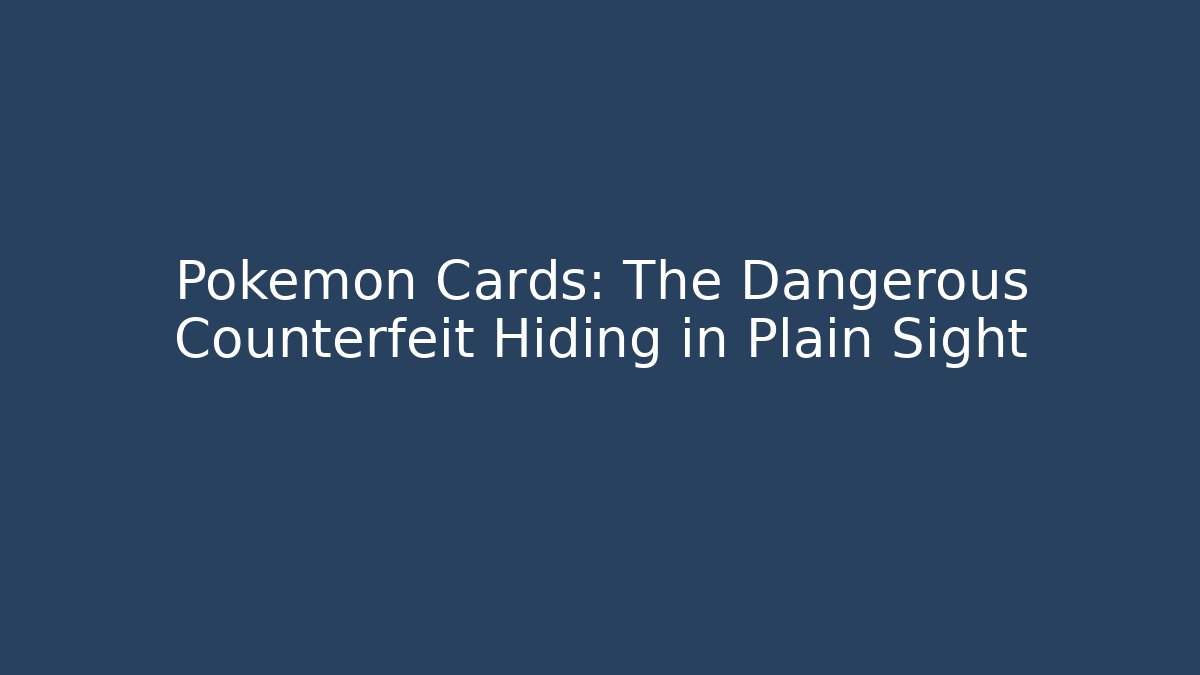 Pokémon Cards: The Dangerous Counterfeit Hiding in Plain Sight