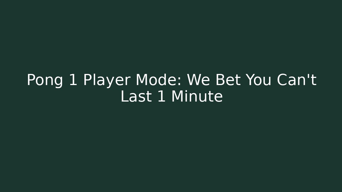 Pong 1 Player Mode: We Bet You Can't Last 1 Minute