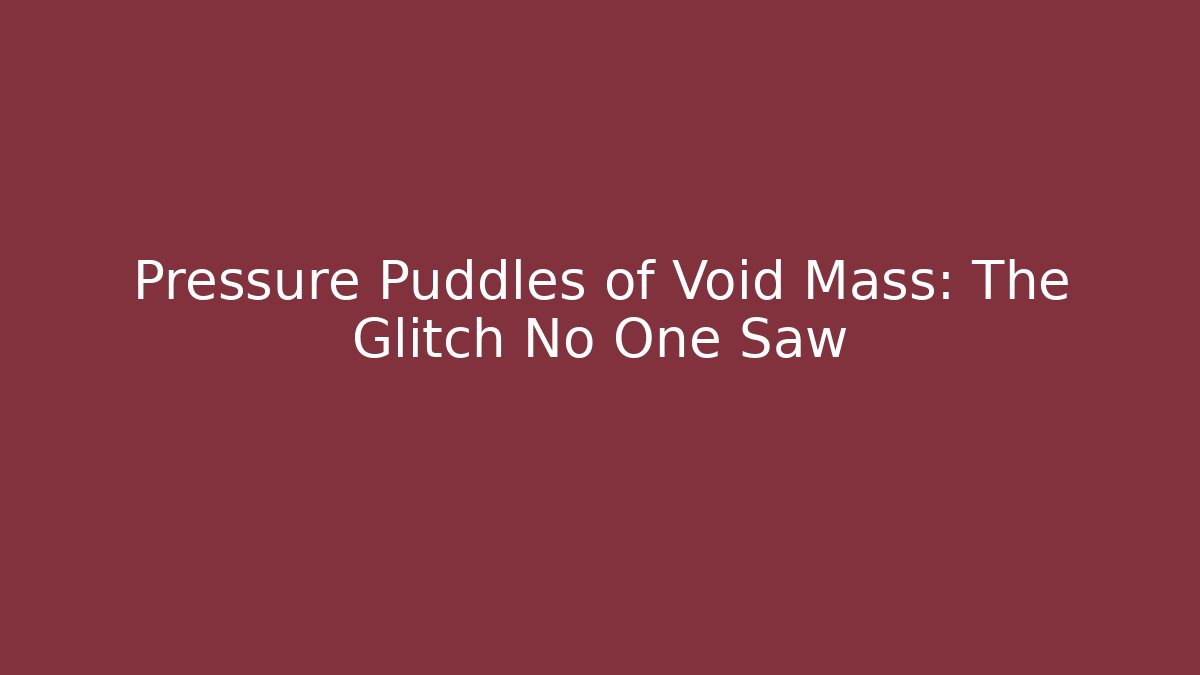 Pressure Puddles of Void Mass: The Glitch No One Saw