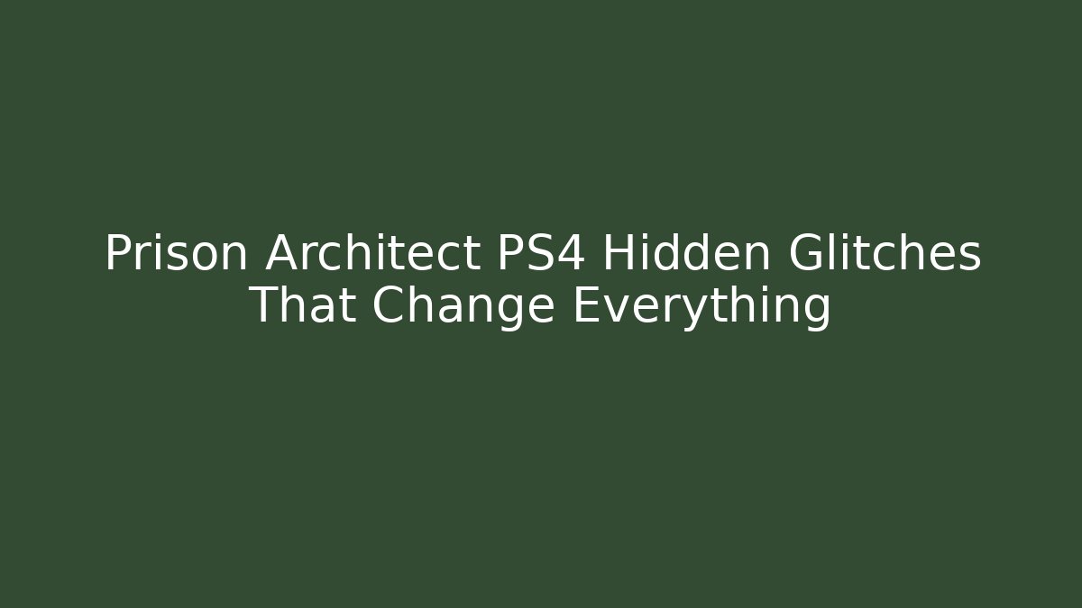 Prison Architect PS4 Hidden Glitches That Change Everything