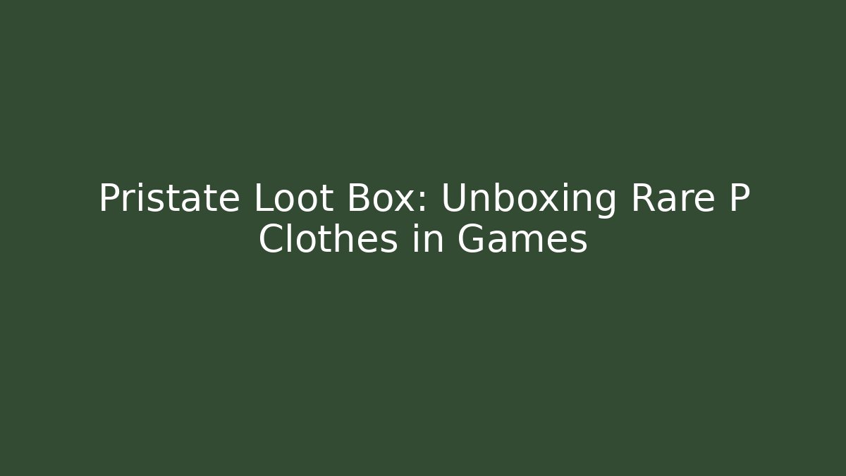 Pristate Loot Box: Unboxing Rare P Clothes in Games