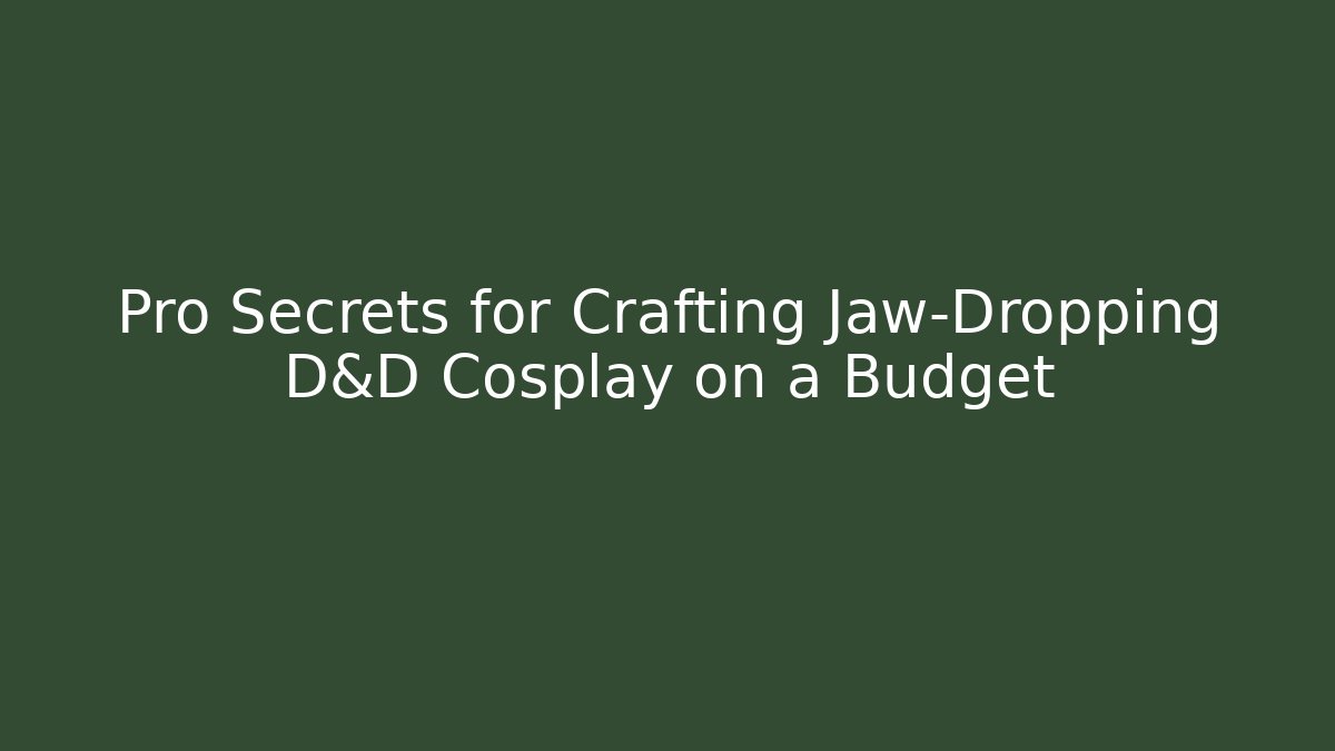 Pro Secrets for Crafting Jaw-Dropping D&D Cosplay on a Budget
