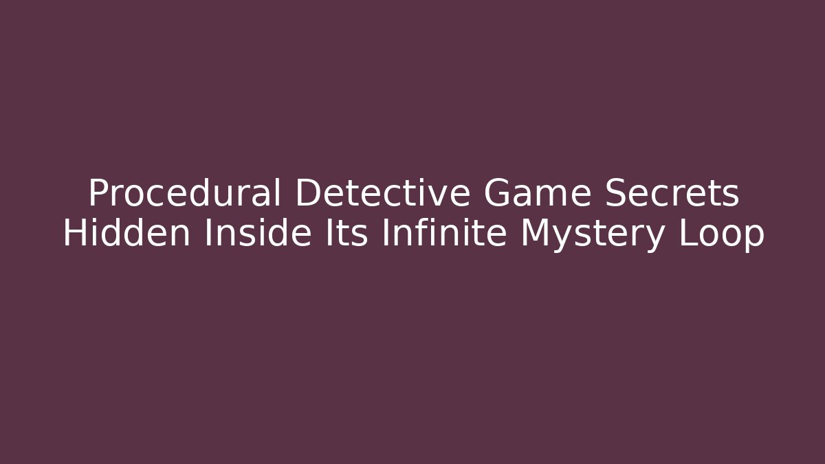 Procedural Detective Game Secrets Hidden Inside Its Infinite Mystery Loop