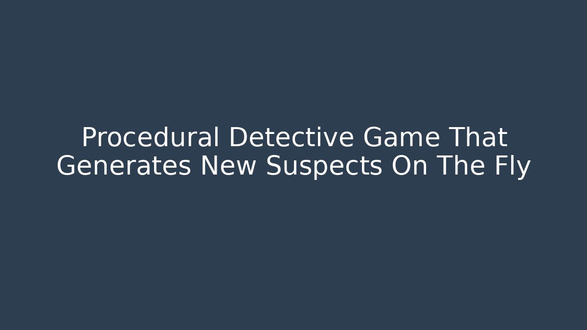 Procedural Detective Game That Generates New Suspects On The Fly