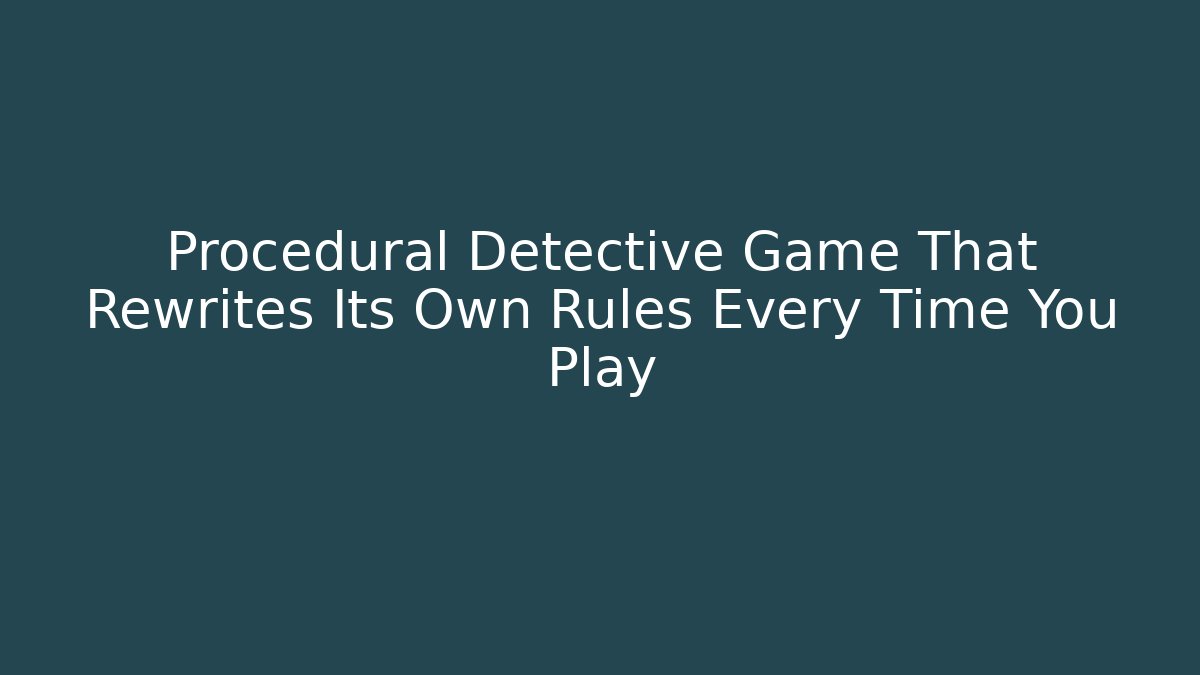 Procedural Detective Game That Rewrites Its Own Rules Every Time You Play