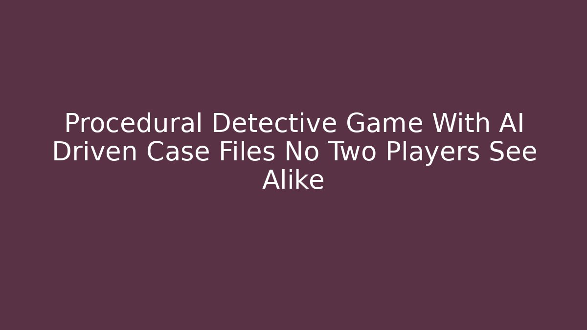 Procedural Detective Game With AI Driven Case Files No Two Players See Alike