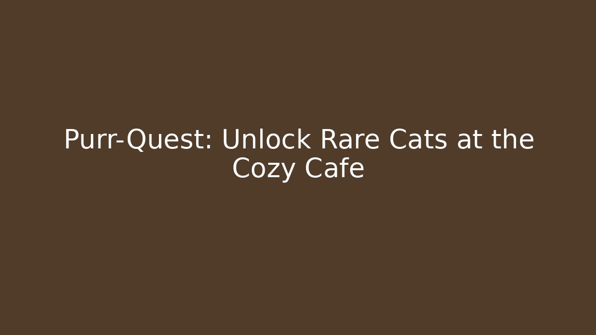 Purr-Quest: Unlock Rare Cats at the Cozy Cafe