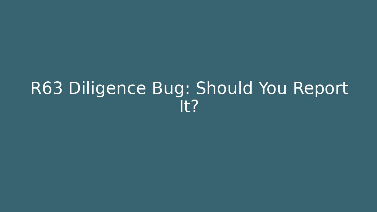 R63 Diligence Bug: Should You Report It? - Create More Assets