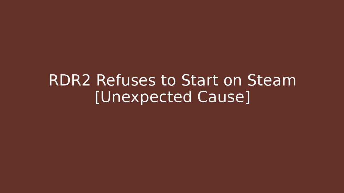 RDR2 Refuses to Start on Steam [Unexpected Cause] - Create More Assets
