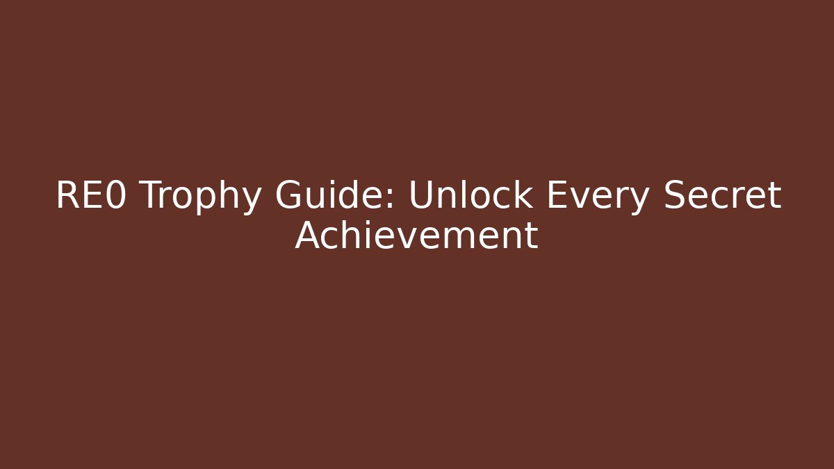 RE0 Trophy Guide: Unlock Every Secret Achievement