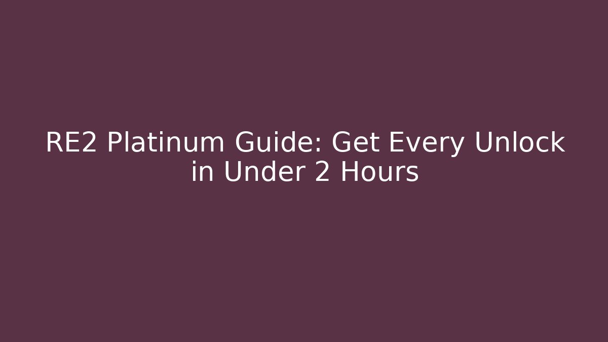 RE2 Platinum Guide: Get Every Unlock in Under 2 Hours