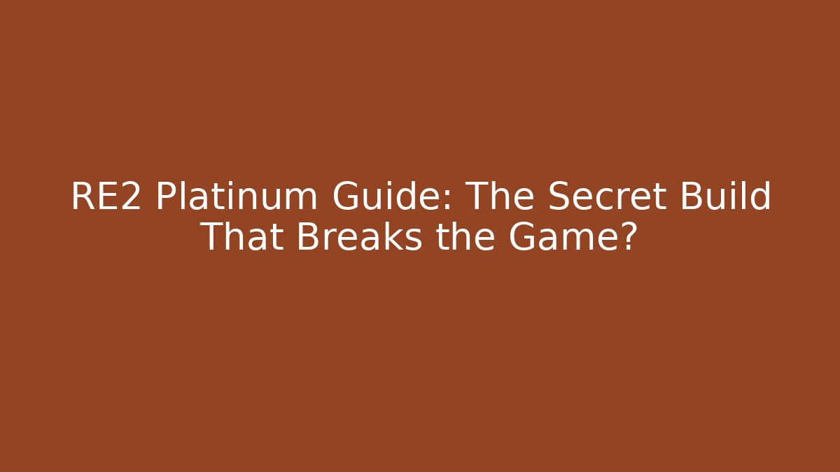 RE2 Platinum Guide: The Secret Build That Breaks the Game?