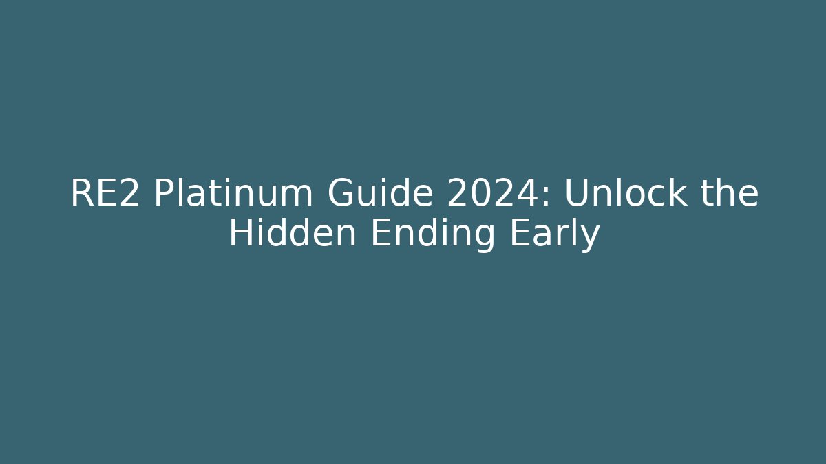 RE2 Platinum Guide 2024: Unlock the Hidden Ending Early
