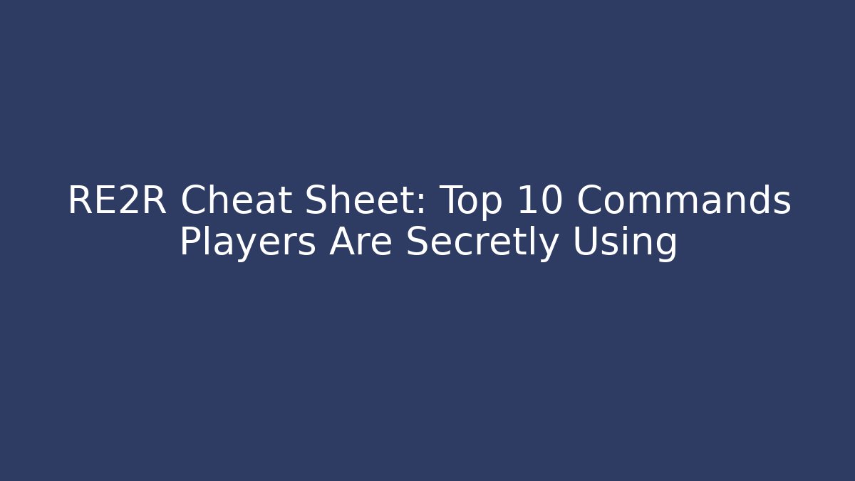 RE2R Cheat Sheet: Top 10 Commands Players Are Secretly Using