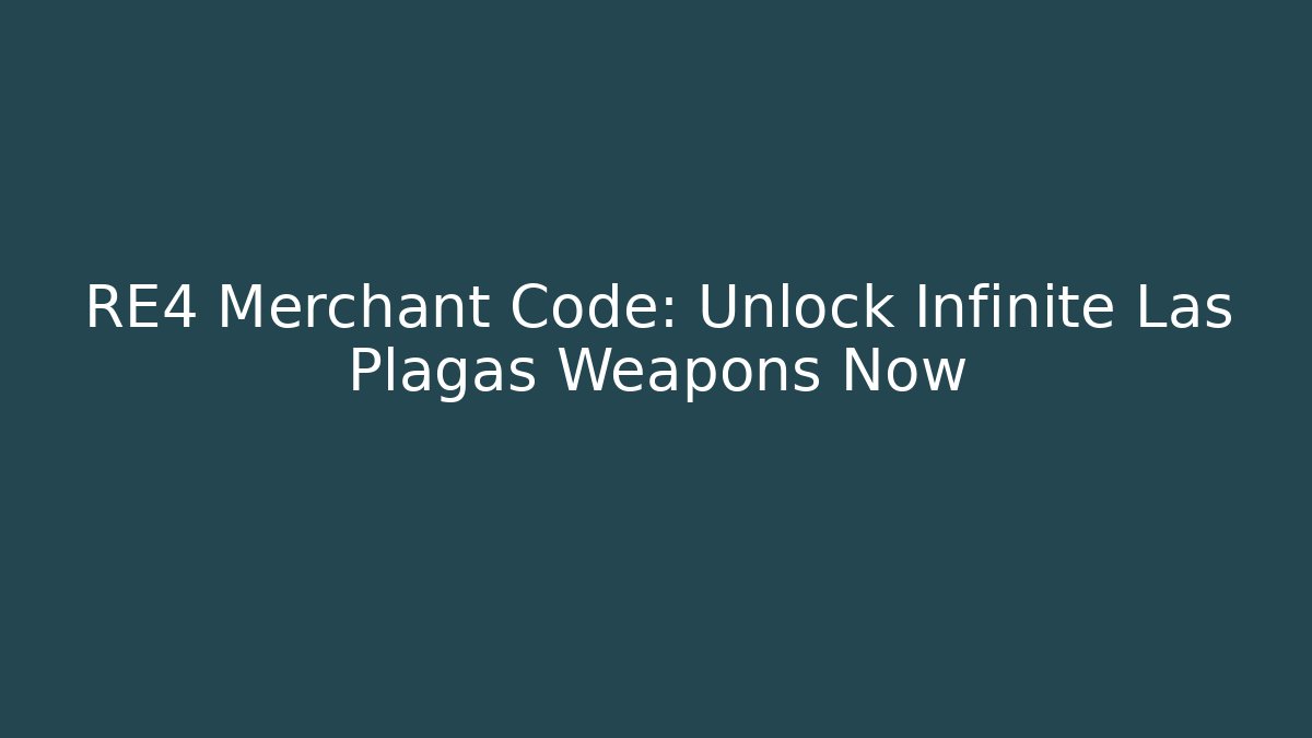 RE4 Merchant Code: Unlock Infinite Las Plagas Weapons Now