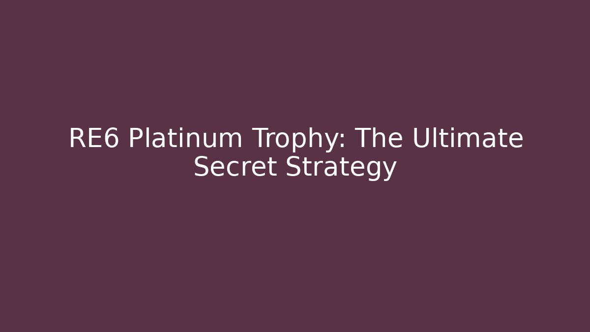 RE6 Platinum Trophy: The Ultimate Secret Strategy - Create More Assets