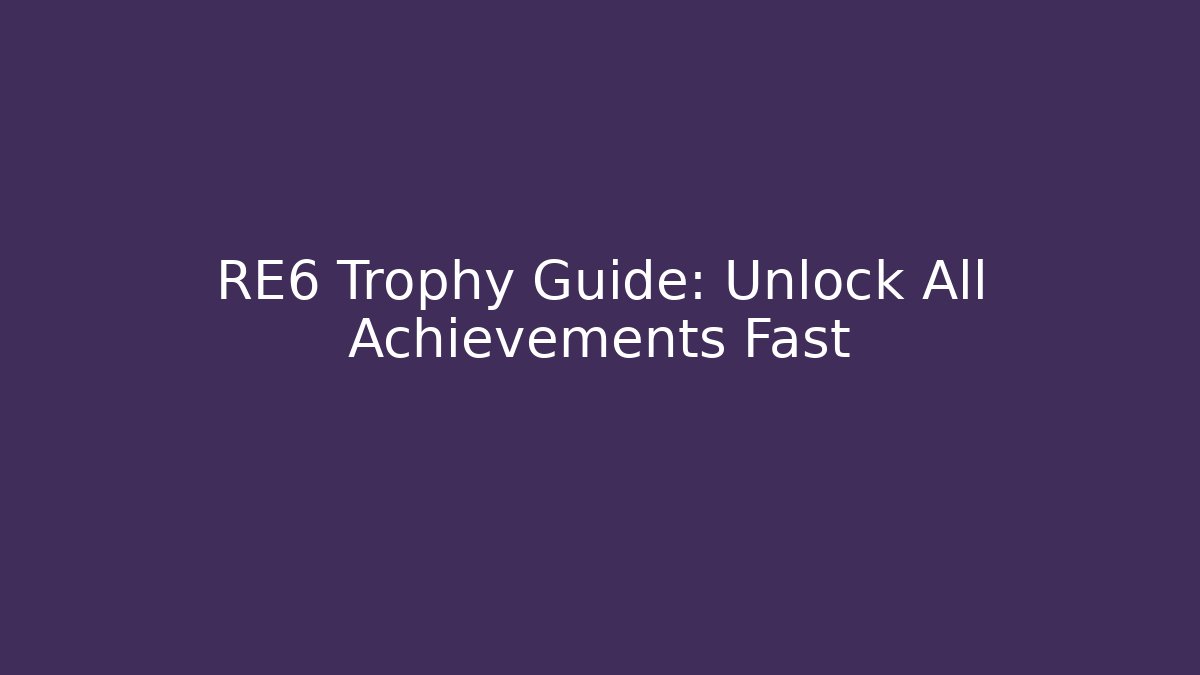RE6 Trophy Guide: Unlock All Achievements Fast - Create More Assets