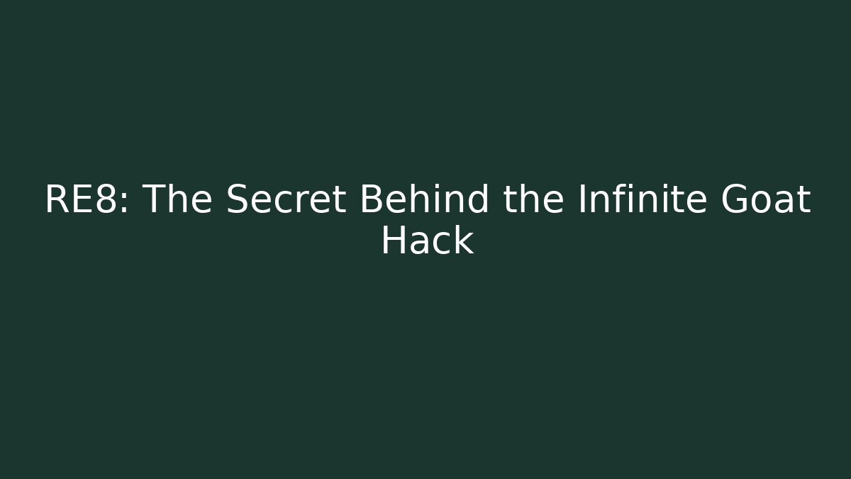 RE8: The Secret Behind the Infinite Goat Hack - Create More Assets