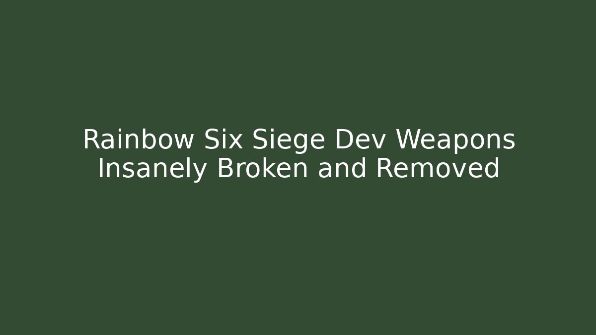Rainbow Six Siege Dev Weapons Insanely Broken and Removed - Create More Assets