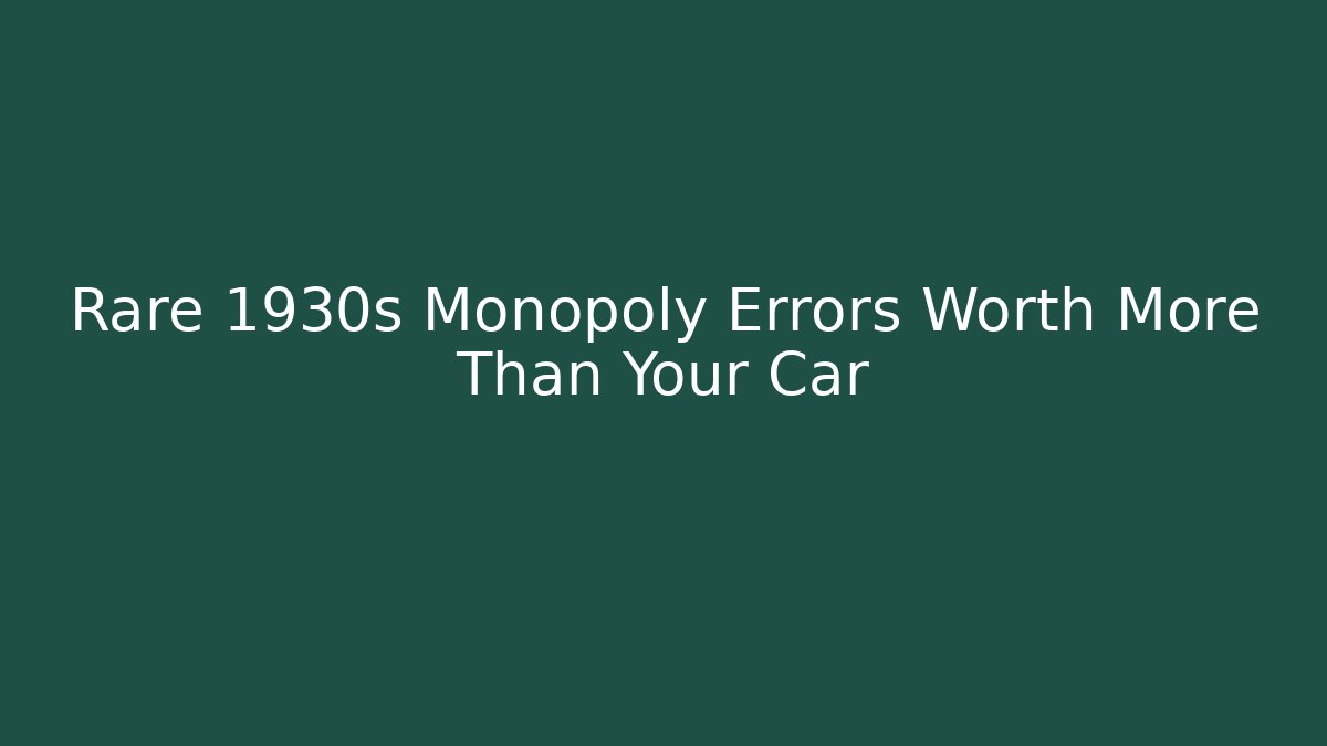 Rare 1930s Monopoly Errors Worth More Than Your Car