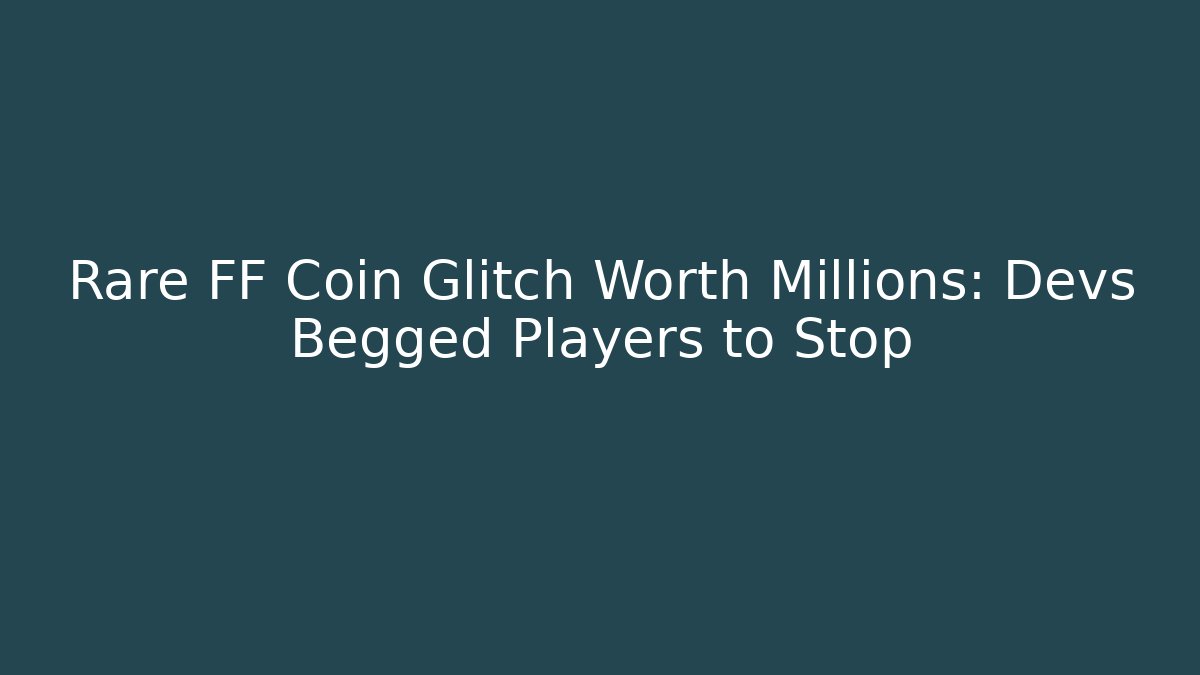 Rare FF Coin Glitch Worth Millions: Devs Begged Players to Stop