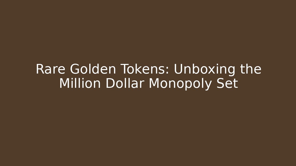 Rare Golden Tokens: Unboxing the Million Dollar Monopoly Set