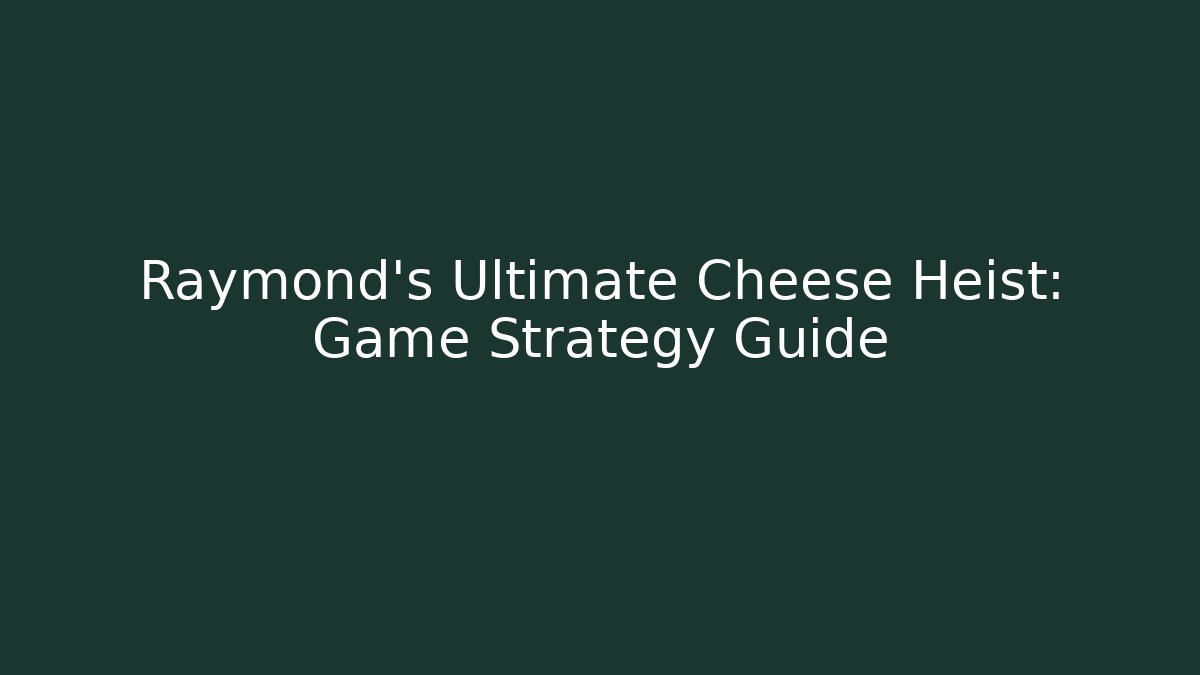 Raymond's Ultimate Cheese Heist: Game Strategy Guide - Create More Assets