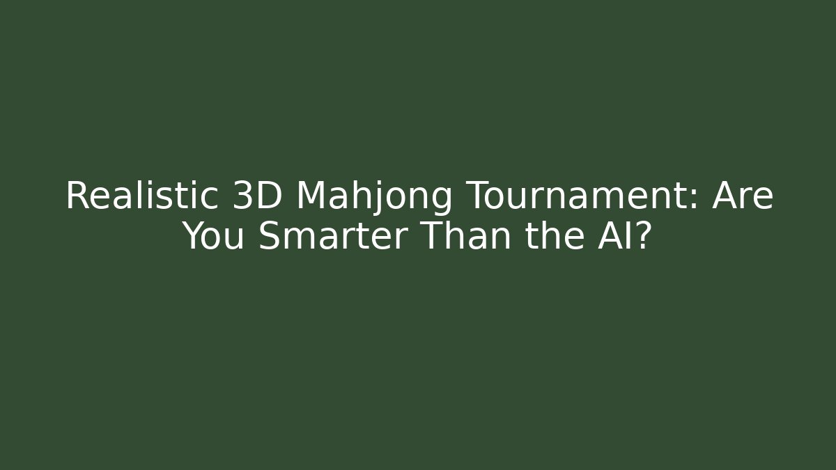 Realistic 3D Mahjong Tournament: Are You Smarter Than the AI?