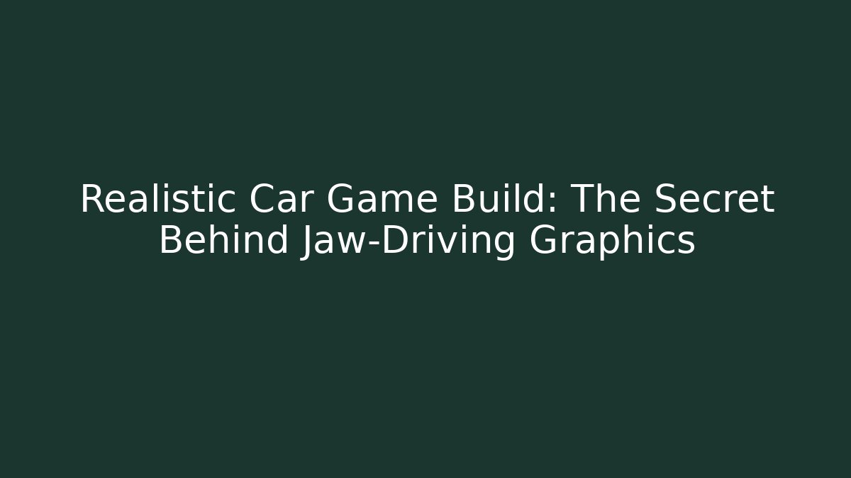 Realistic Car Game Build: The Secret Behind Jaw-Driving Graphics