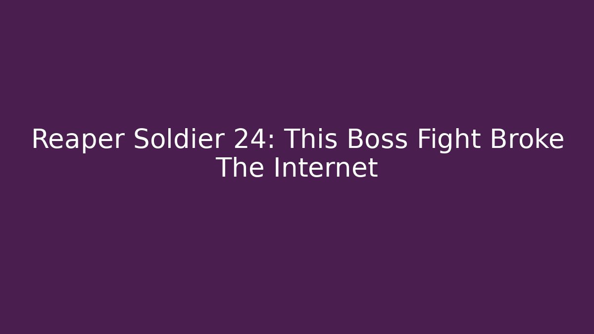 Reaper Soldier 24: This Boss Fight Broke The Internet