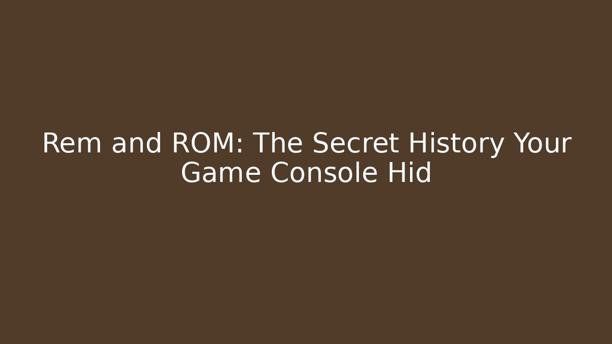 Rem and ROM: The Secret History Your Game Console Hid