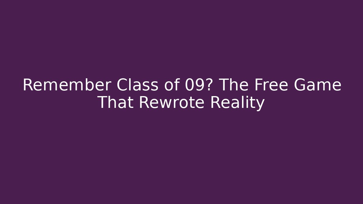Remember Class of 09? The Free Game That Rewrote Reality